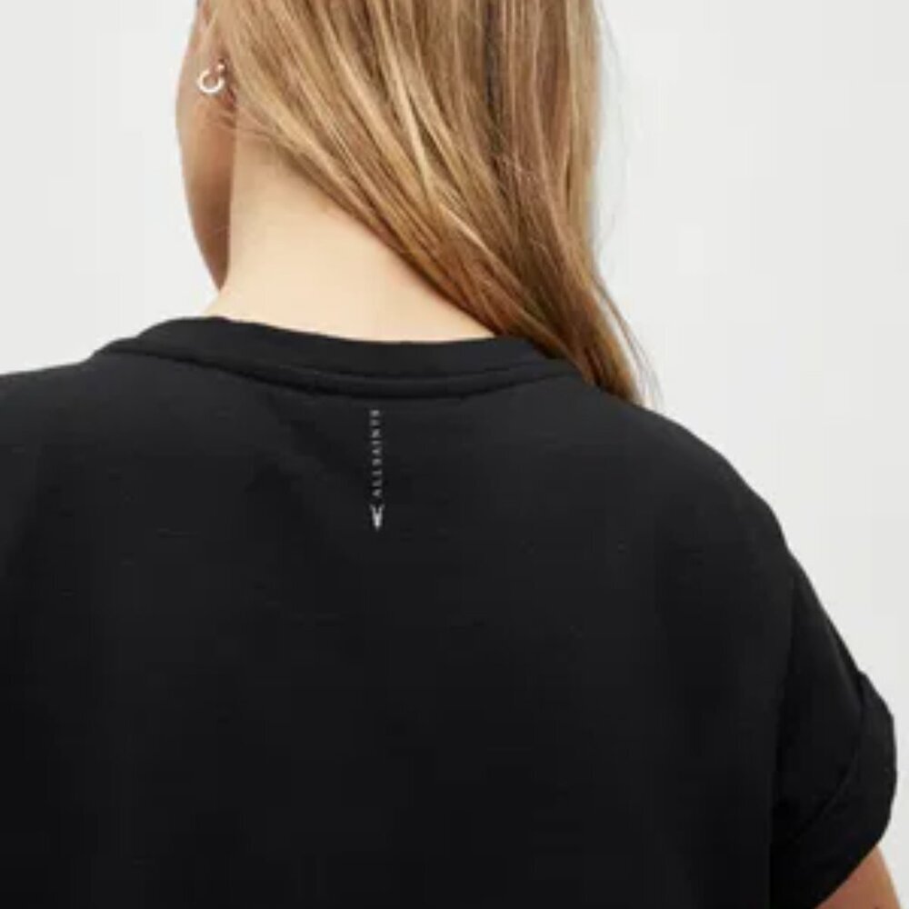 Allsaints Organic Cotton Anna Black T-Shirt Mini Dress Sz: M - Picture 2 of 8